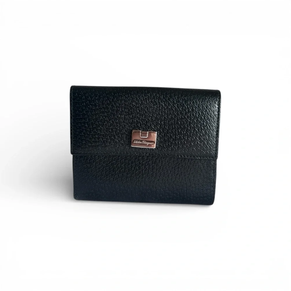 Salvatore Ferragamo Black Leather Bifold Wallet